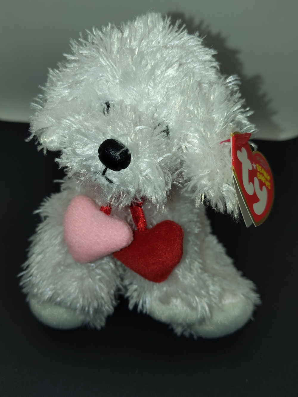 Ty Beanie Baby - LOVEYPUP the Dog (2007) - White Valentine Plush - Mint 14th Gen
